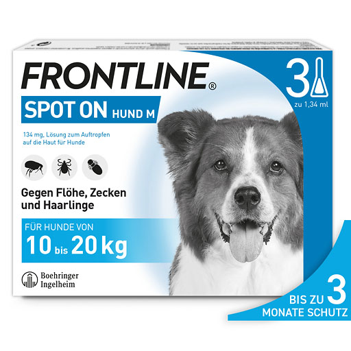 FRONTLINE SPOT-ON gegen Zecken, Fl&ouml;he und Haarlinge f&uuml;r Hunde M (10-20 kg)